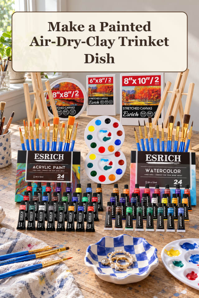 Air Dry Clay Supplies: Painted Air-Dry-Clay Trinket Dish | Maker Table Inspiration maker-lifestyle pin