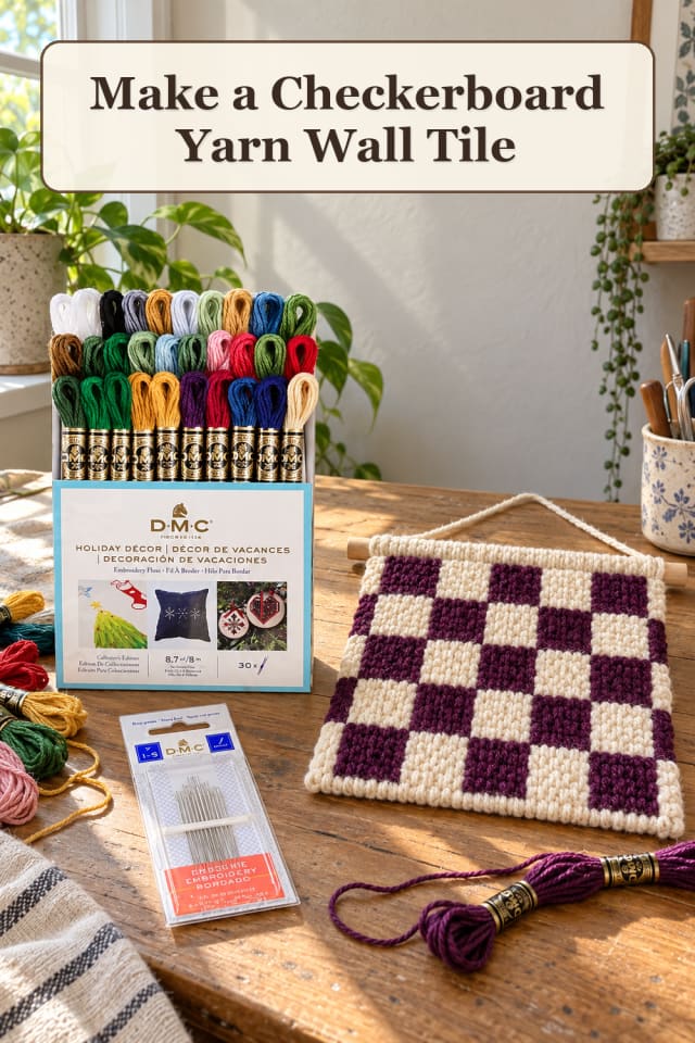 Punch Needle Thread Set: Checkerboard Yarn Wall Tile maker-lifestyle pin