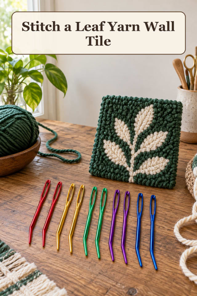 Large Yarn Needles: Stitch a Leaf Yarn Wall Tile maker-lifestyle pin