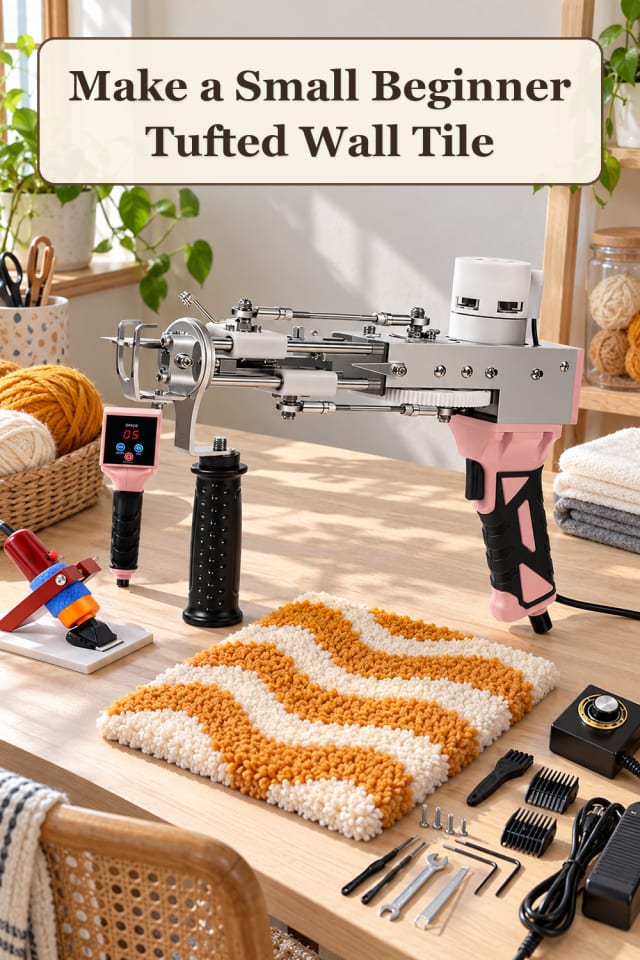 Punch Needle Supplies: Small Beginner Tufted Wall Tile maker-lifestyle pin