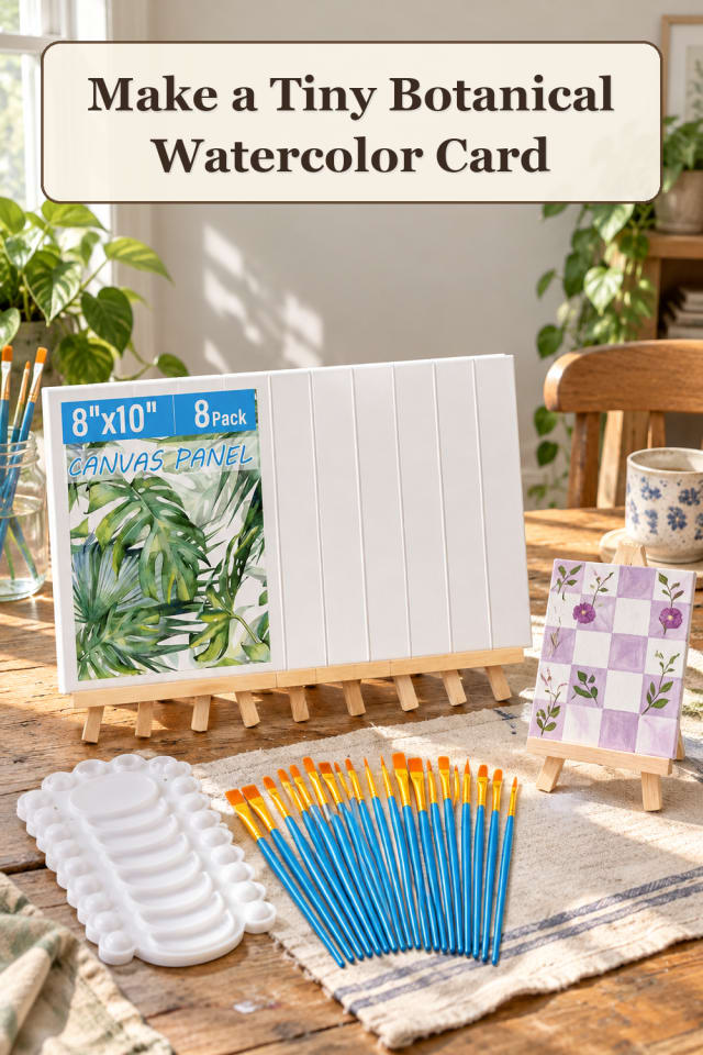 Mini Watercolor Supplies: Tiny Botanical Watercolor Card maker-lifestyle pin