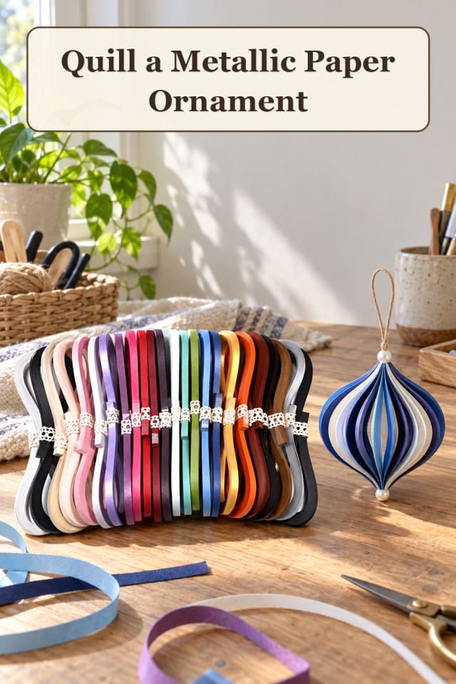 Quilling Paper Strips: Quill a Metallic Paper Ornament maker-lifestyle pin