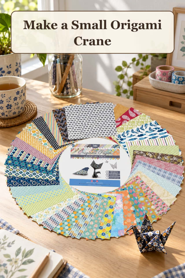 Origami Paper Supplies: Small Origami Crane maker-lifestyle pin