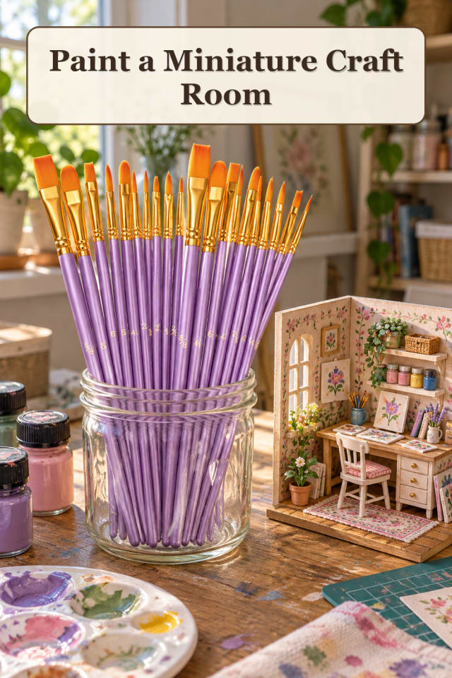 Miniature Paint Brushes: Paint a Miniature Craft Room maker-lifestyle pin