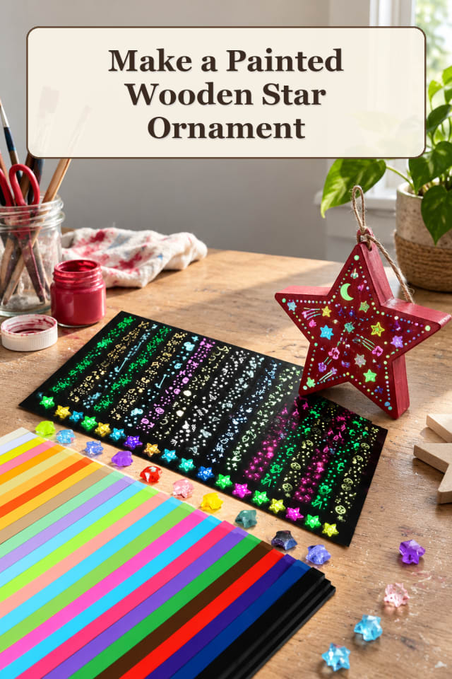 Handmade Christmas Craft Supplies: Painted Wooden Star Ornament maker-lifestyle pin