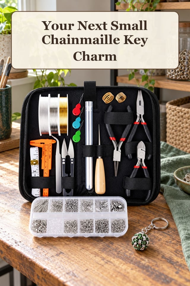 giftable chainmaille jewelry supplies: chainmaille pliers with jump ring jewelry for projects maker-lifestyle pin