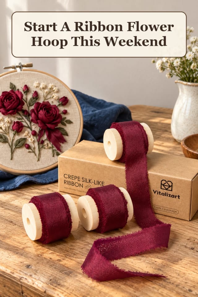 home ribbon embroidery supplies using embroidery needle set and silk ribbon flowers for projects maker-lifestyle pin