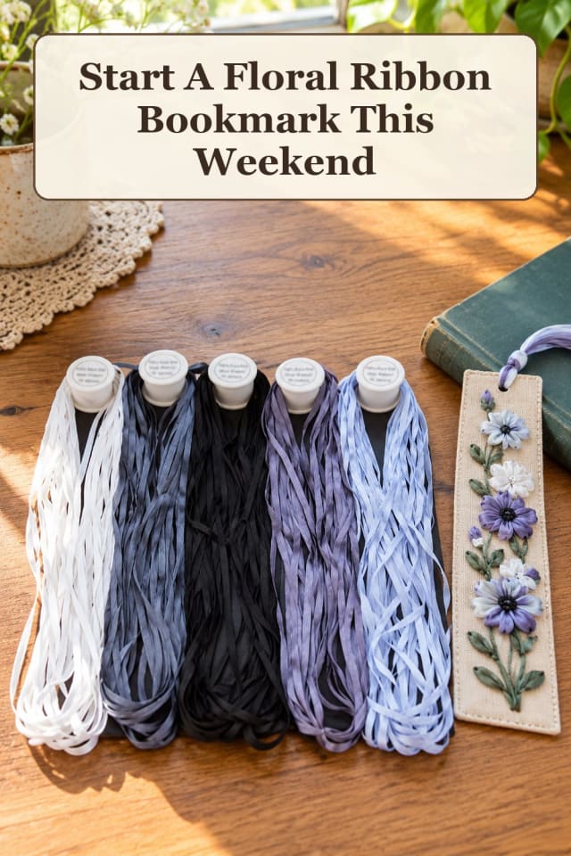 modern ribbon embroidery supplies: embroidery needle set with silk ribbon flowers for projects maker-lifestyle pin