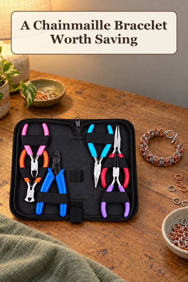 weekend chainmaille jewelry supplies using chainmaille pliers and jump ring jewelry for projects maker-lifestyle pin