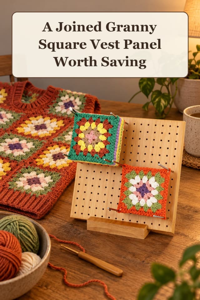 weekend granny square crochet supplies using colorful yarn projects and crochet blocking tools maker-lifestyle pin