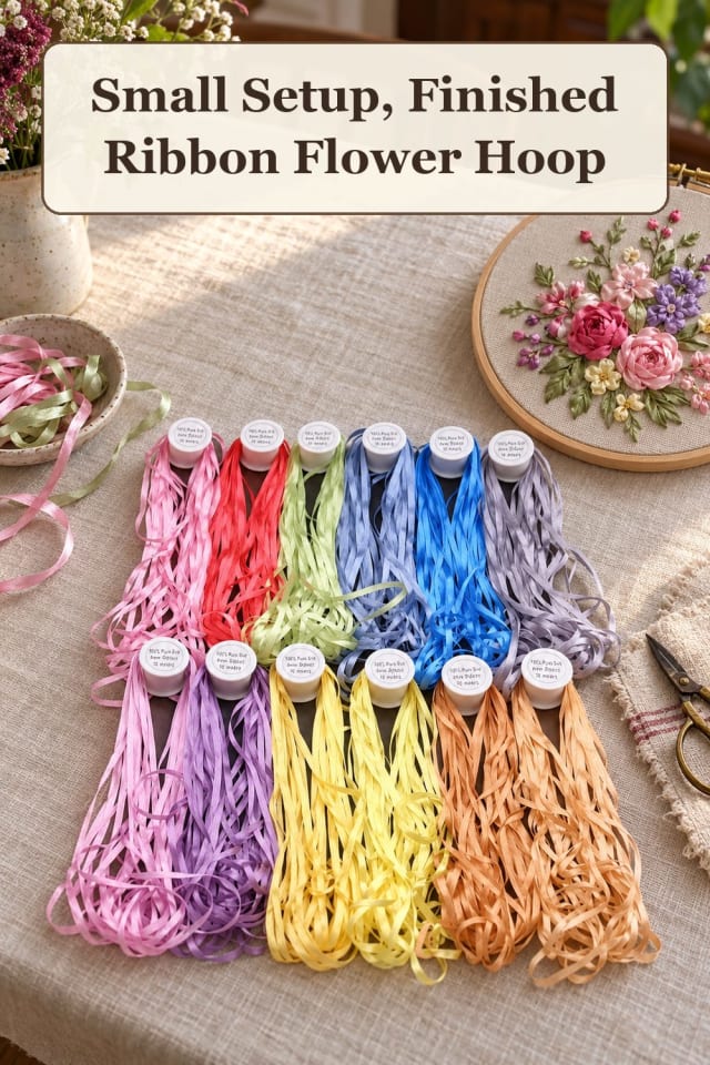 classic ribbon embroidery supplies: embroidery needle set with silk ribbon flowers for projects maker-lifestyle pin