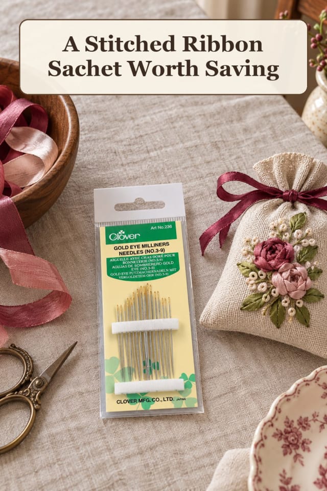 compact ribbon embroidery supplies: embroidery needle set with silk ribbon flowers for projects maker-lifestyle pin
