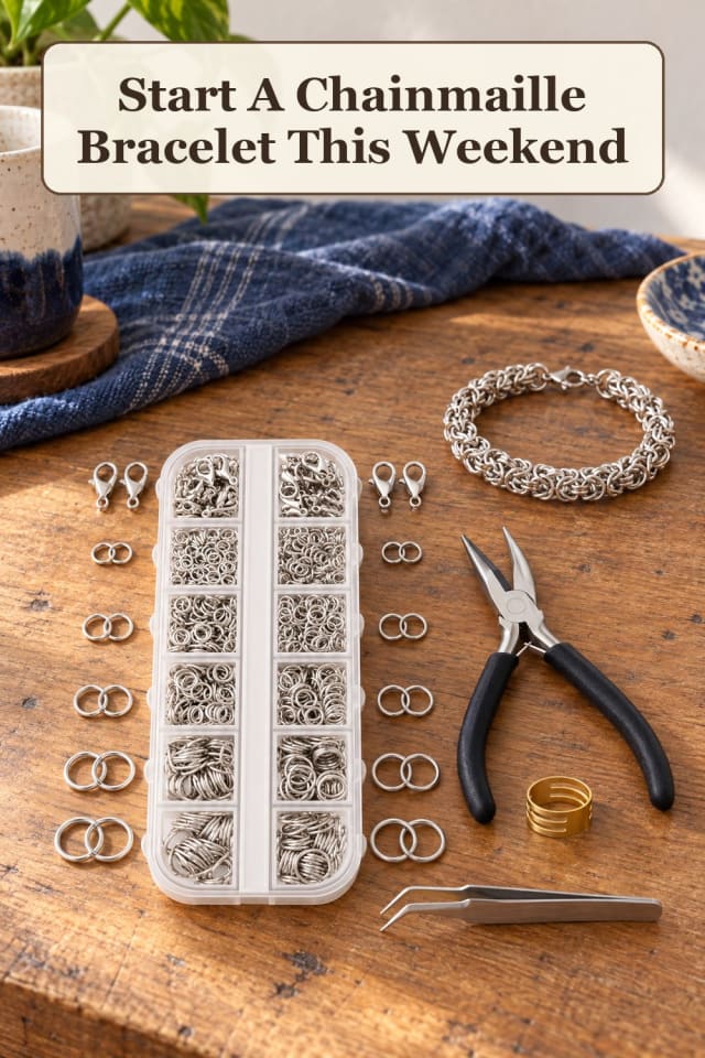 home chainmaille jewelry supplies: beginner jewelry making with jump ring jewelry for projects maker-lifestyle pin