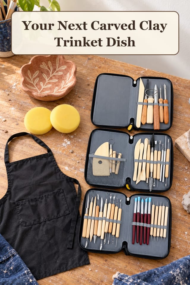 maker pottery handbuilding tools: clay texture tools with pottery studio supplies for projects maker-lifestyle pin