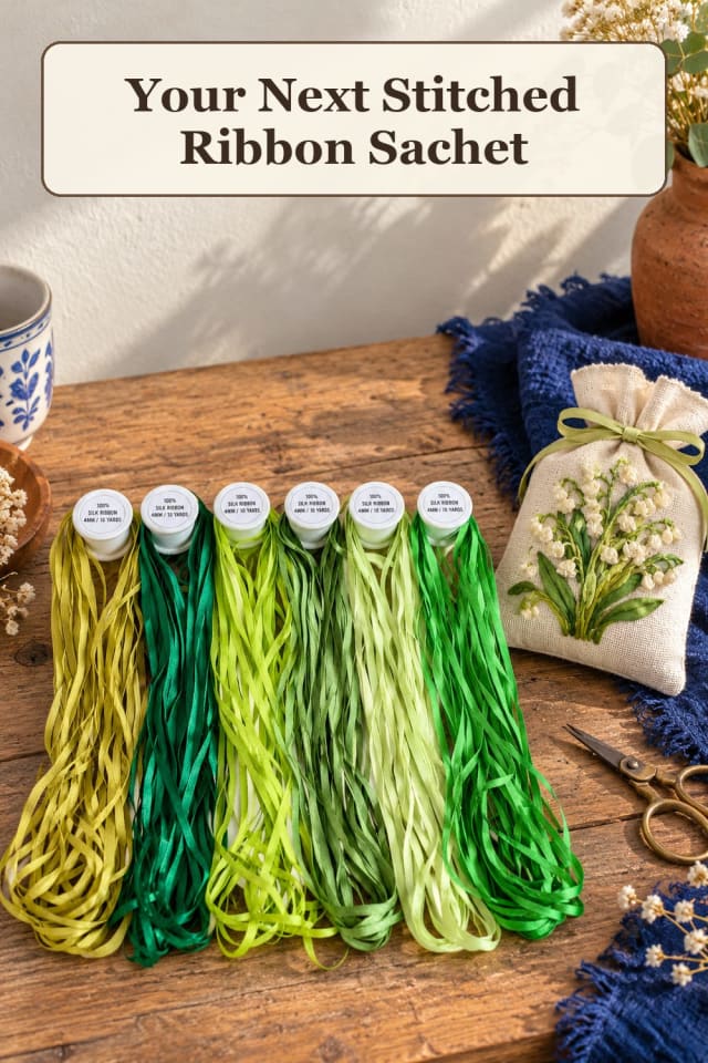 maker ribbon embroidery supplies: embroidery needle set with silk ribbon flowers for projects maker-lifestyle pin