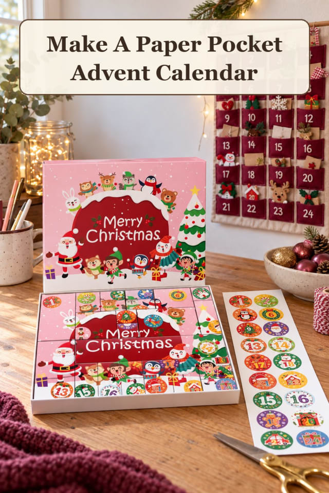 detailed DIY advent calendar supplies: Christmas countdown craft with handmade advent calendar maker-lifestyle pin