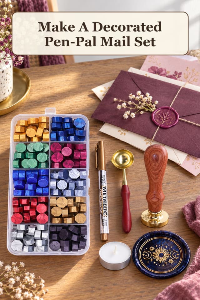 detailed wax seal mail art supplies: pair creative pen pal mail with handmade envelope decor maker-lifestyle pin