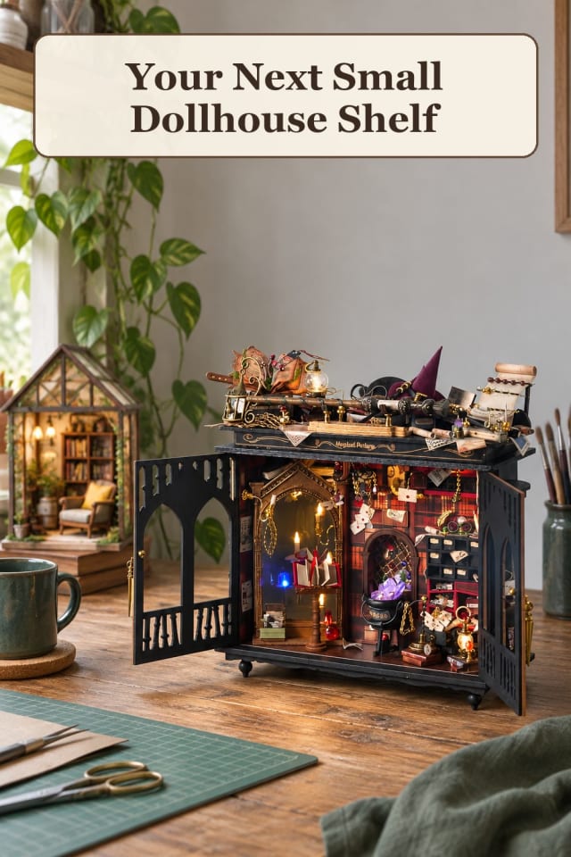 giftable dollhouse furniture DIY supplies: dollhouse craft tools with miniature furniture kit maker-lifestyle pin