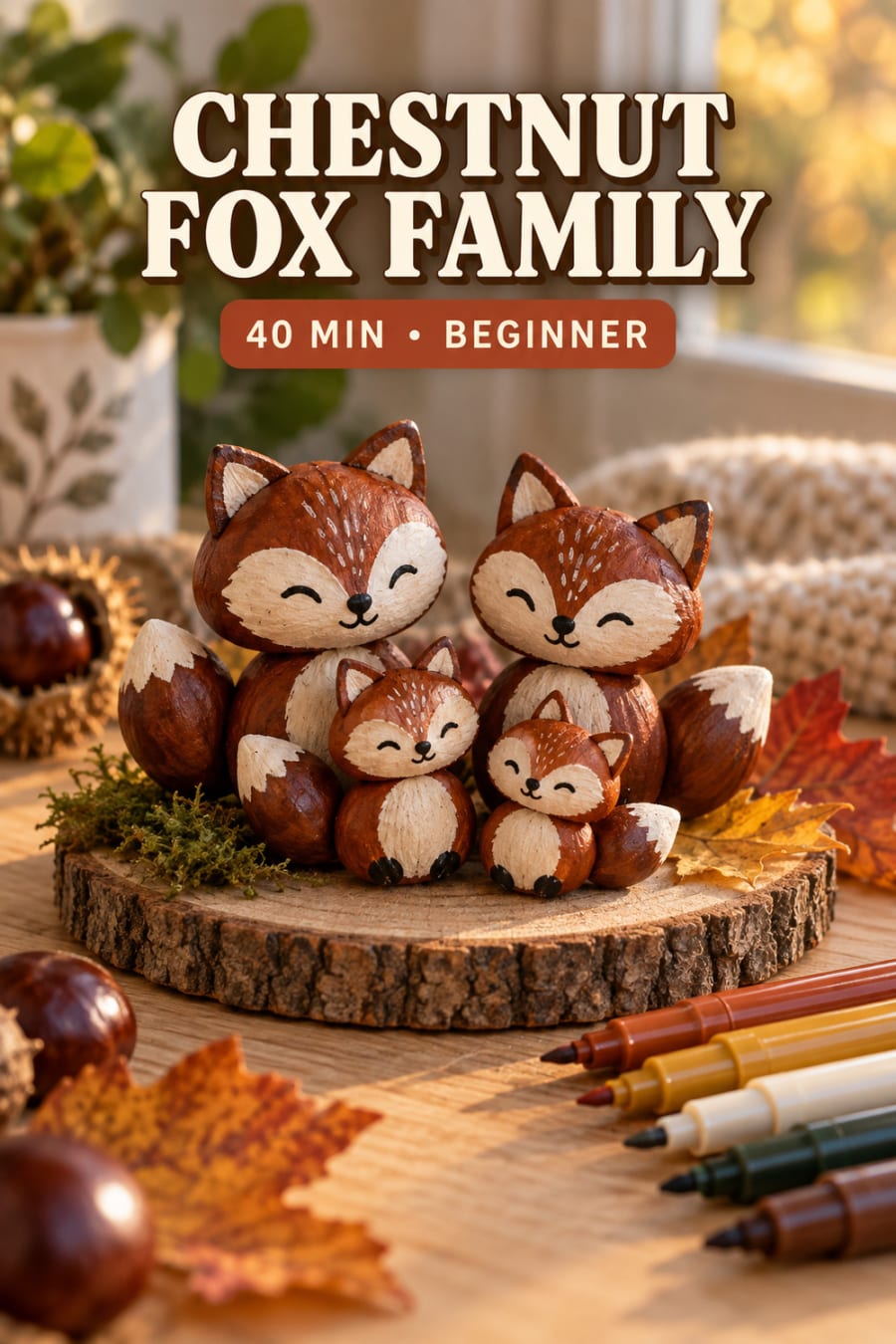 Chestnut Fox Family pin