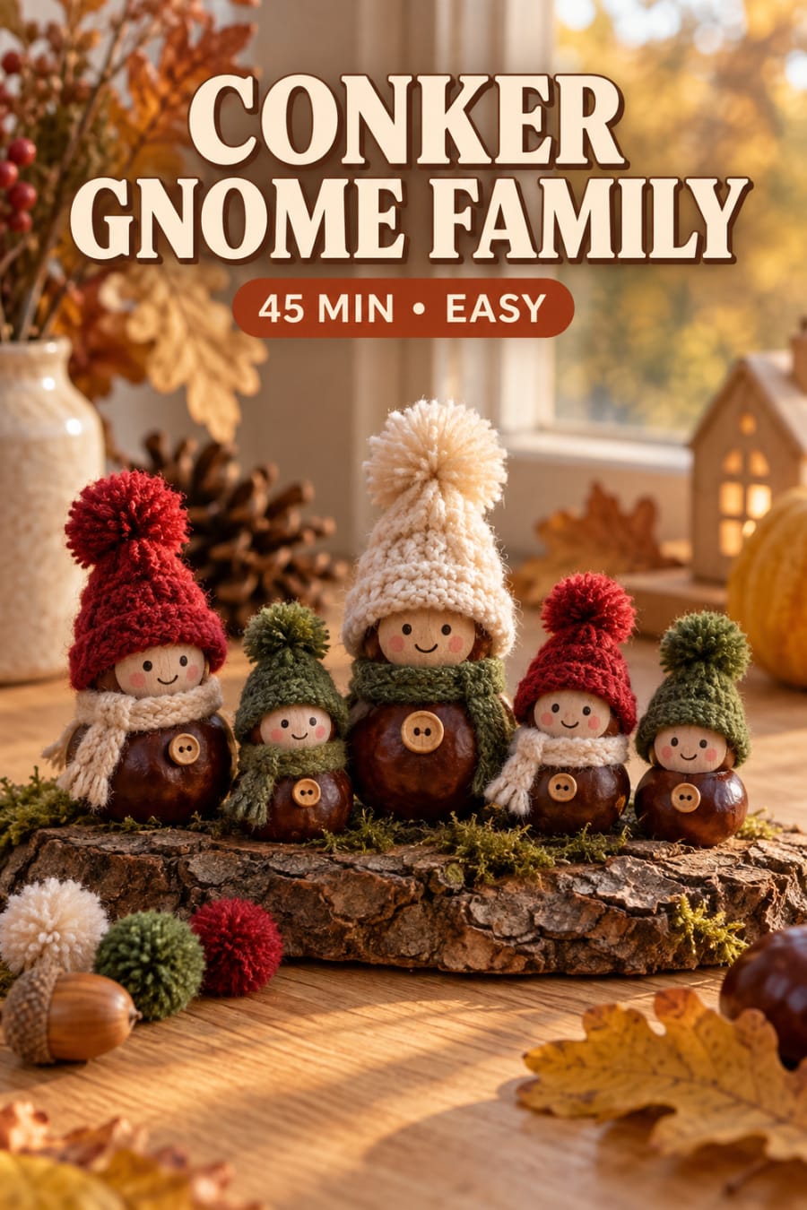 Pom Pom Conker Gnomes pin