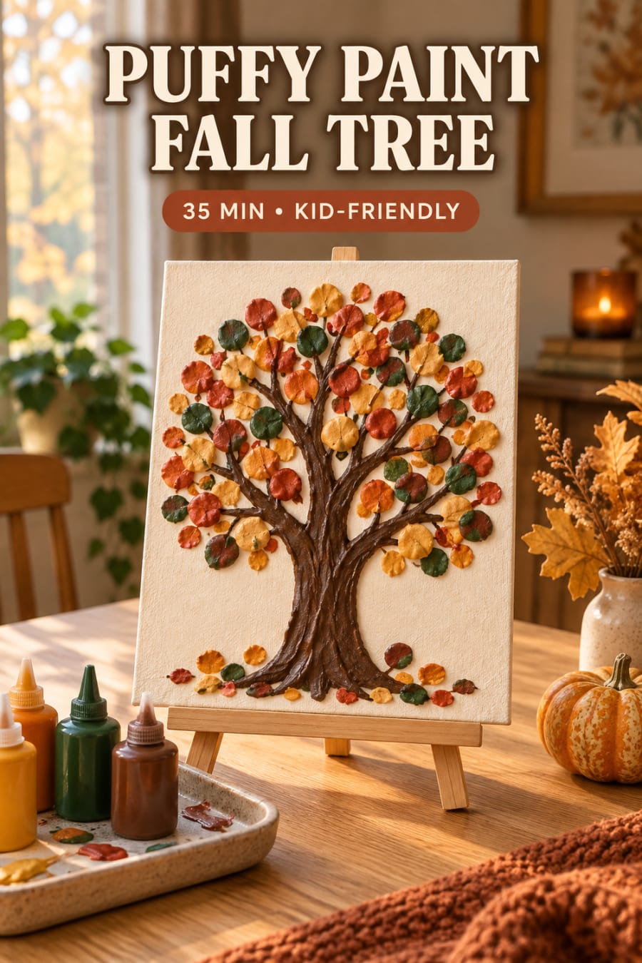 Puffy Paint Fall Tree pin