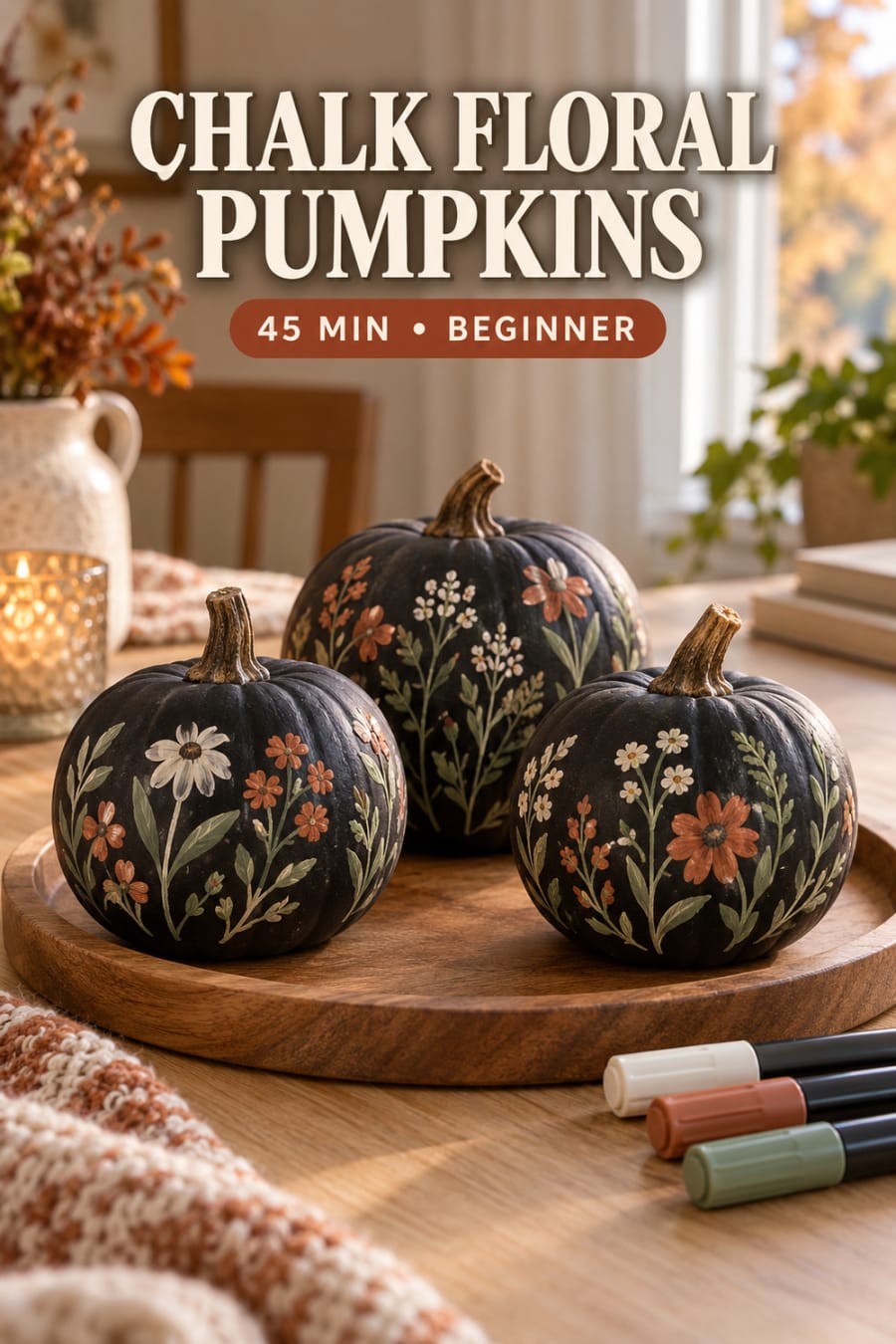 Chalk Floral Pumpkins pin