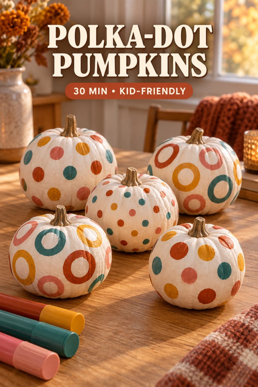 Paint Stick Polka Dot Pumpkins pin