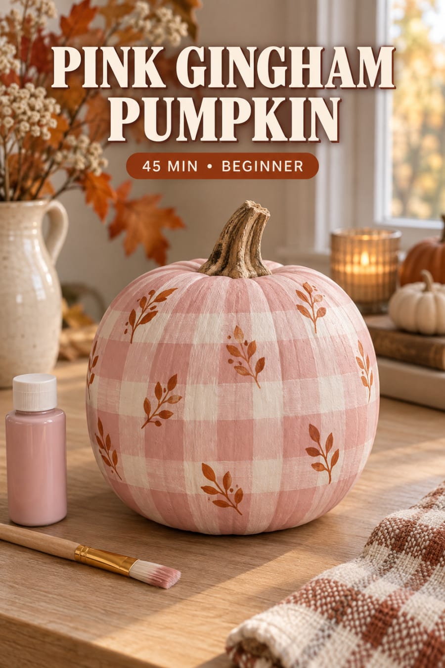 Pink Gingham Pumpkin pin
