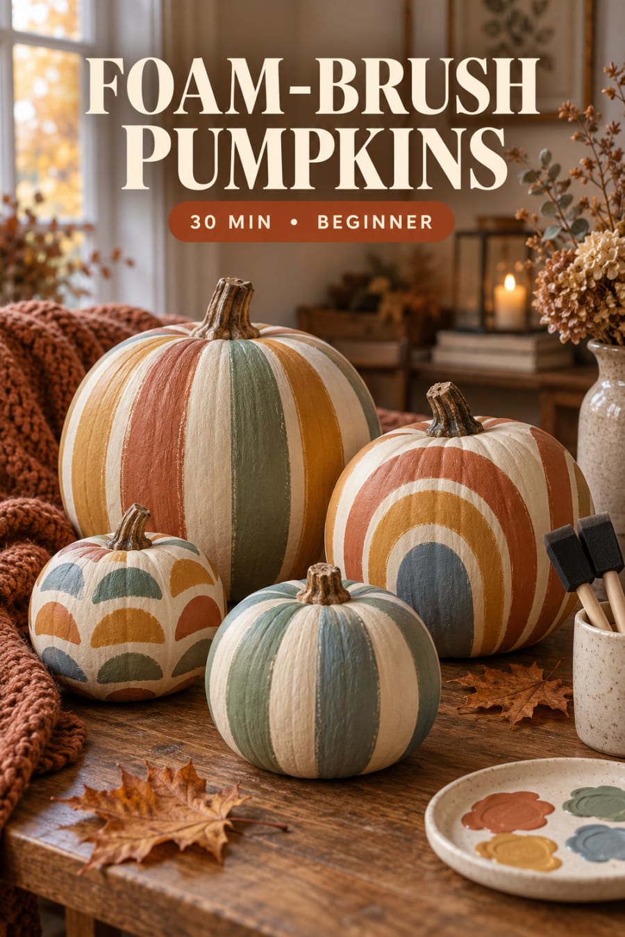 Foam Brush Pumpkins pin