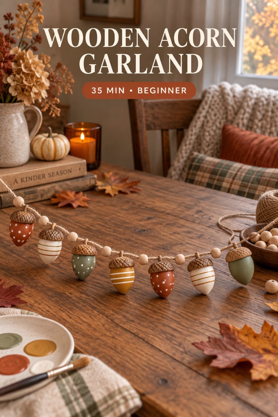 Wooden Acorn Garland pin