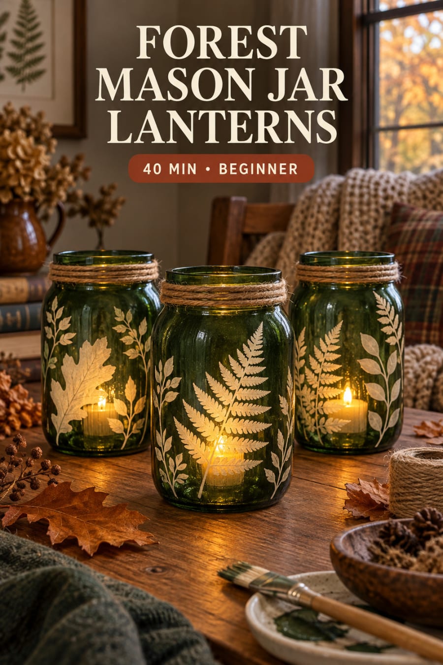 Forest Mason Jar Lanterns pin