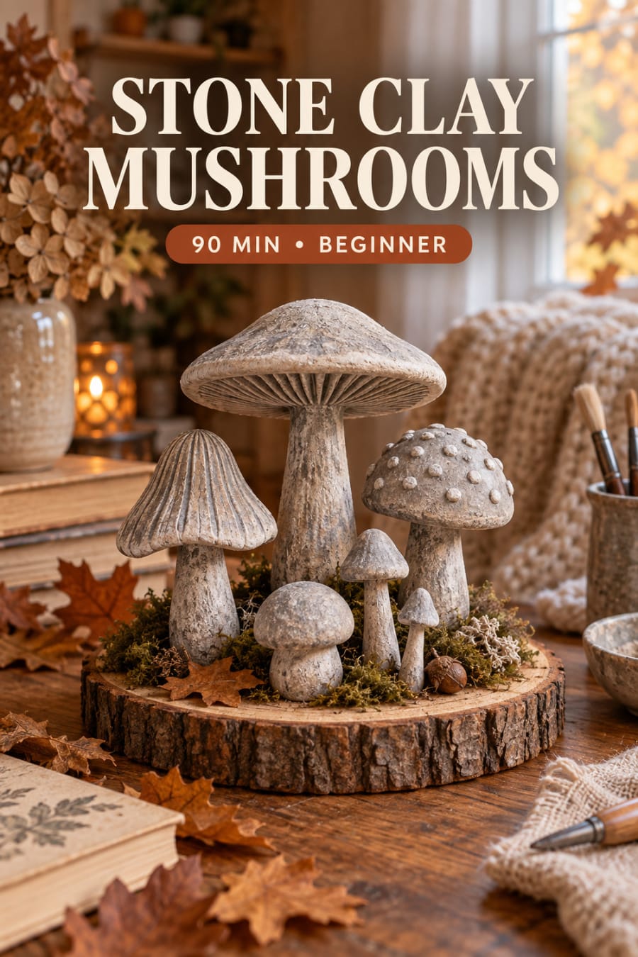 Stone Clay Mushrooms pin
