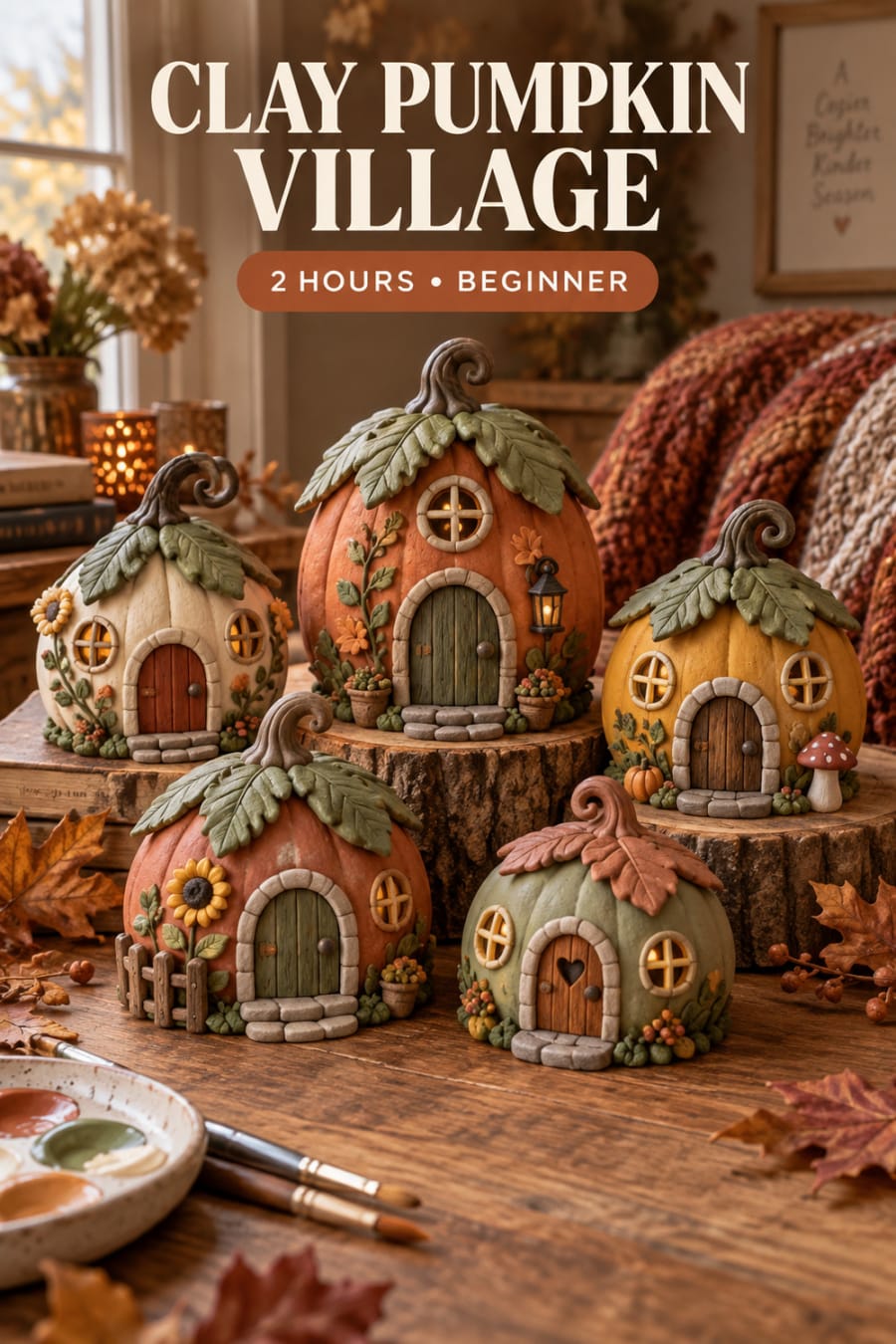 Clay Pumpkin Village pin