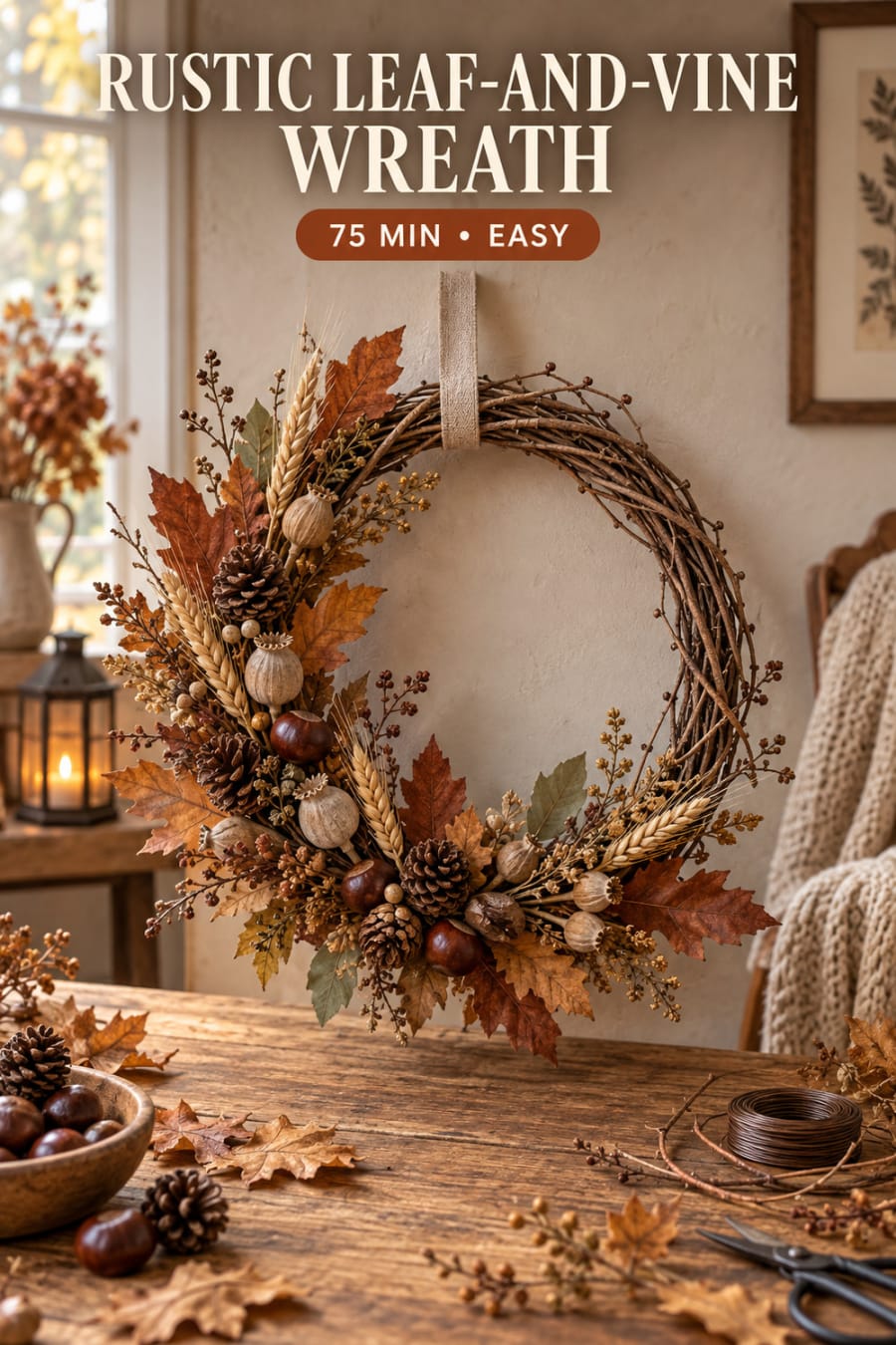 Rustic Leaf Vine Wreath pin
