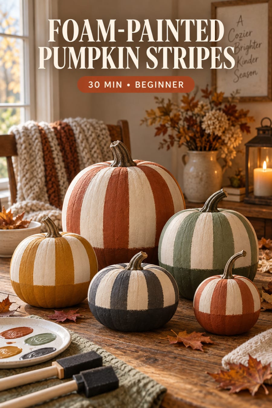 Foam Painted Pumpkin Stripes pin