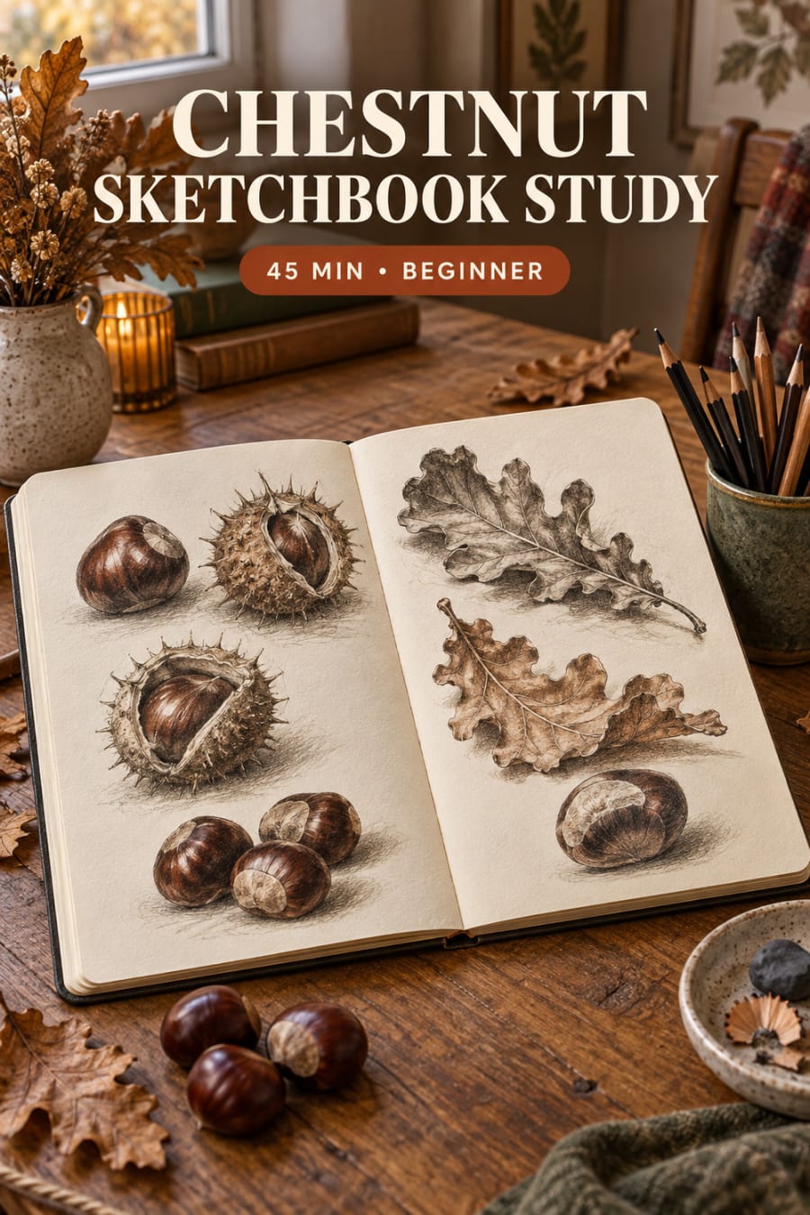 Chestnut Sketchbook Study pin