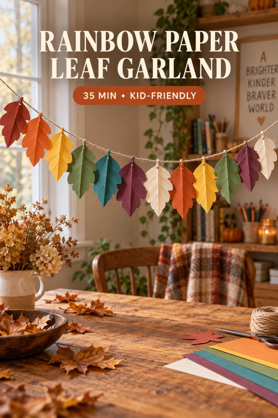 Rainbow Paper Leaf Garland pin