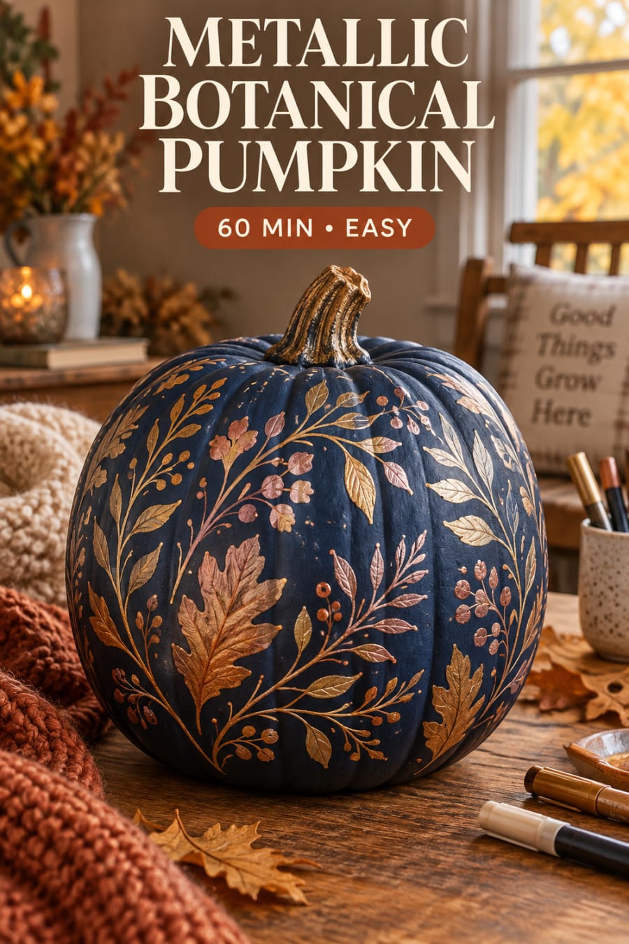 Metallic Botanical Pumpkin pin