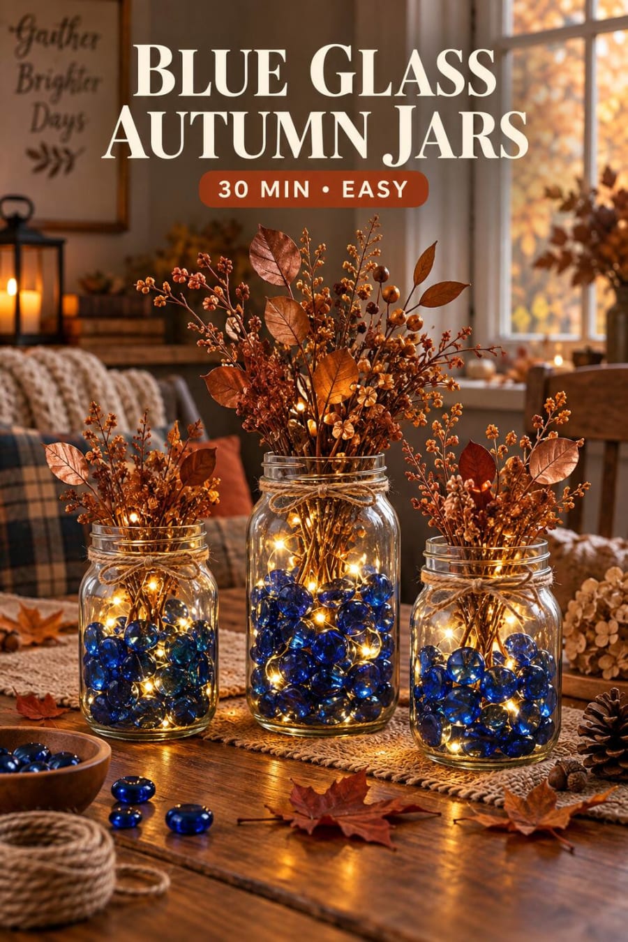 Blue Glass Autumn Jars pin