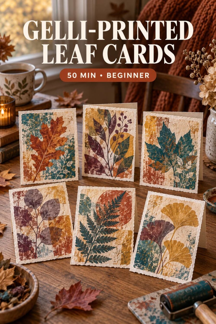 Gelli Printed Leaf Cards pin