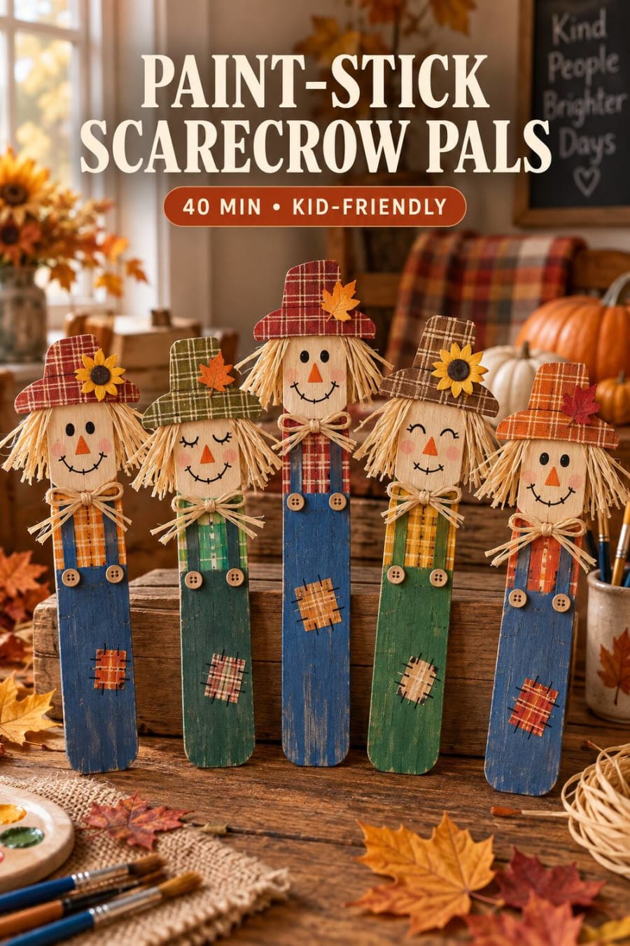 Paint Stick Scarecrow Pals pin