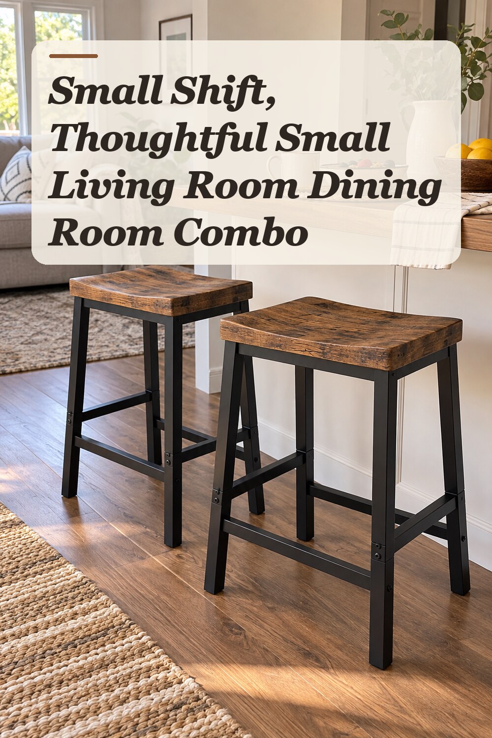 A space-saving furniture used in a compact combined living and dining area with natural window light and practical everyday styling.