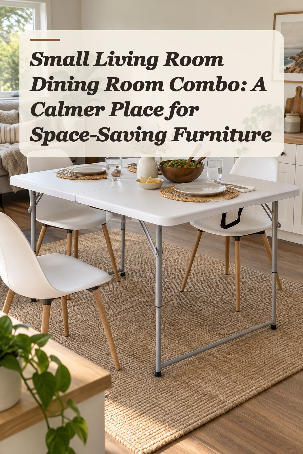 A space-saving furniture used in a compact combined living and dining area with natural window light and practical everyday styling.