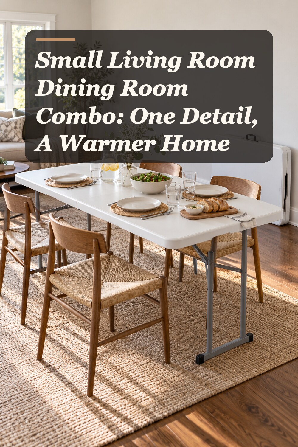 A space-saving furniture used in a compact combined living and dining area with natural window light and practical everyday styling.