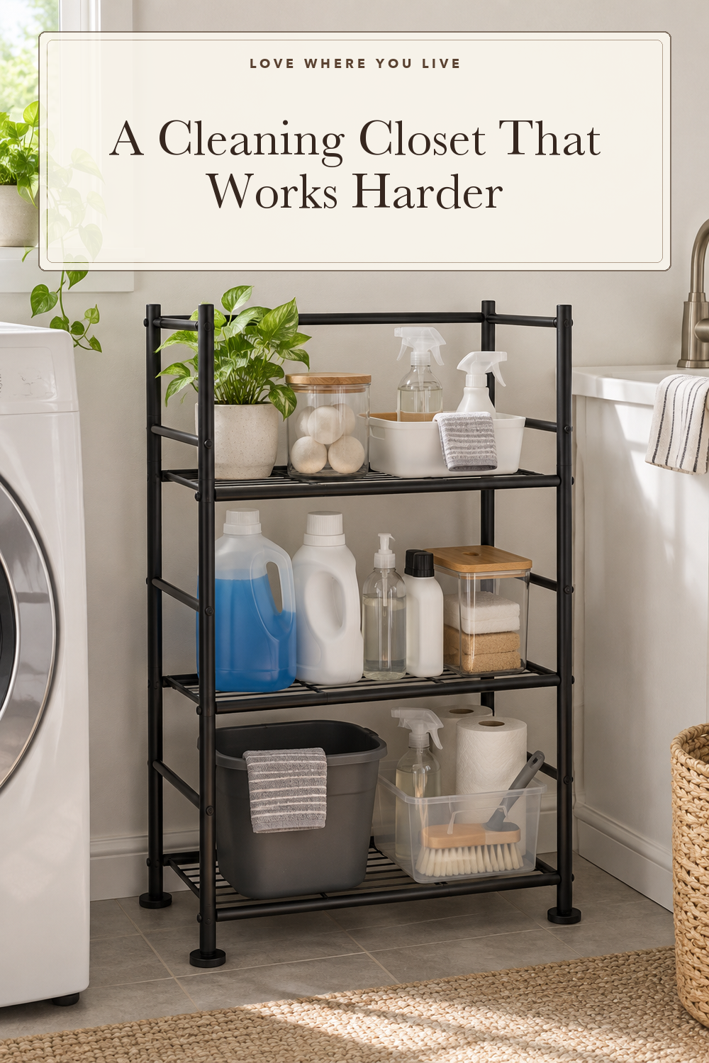 Sakugi 3-Tier Metal Storage Shelves Adjustable Feet, 18"x12"x30", Black; styling illustration