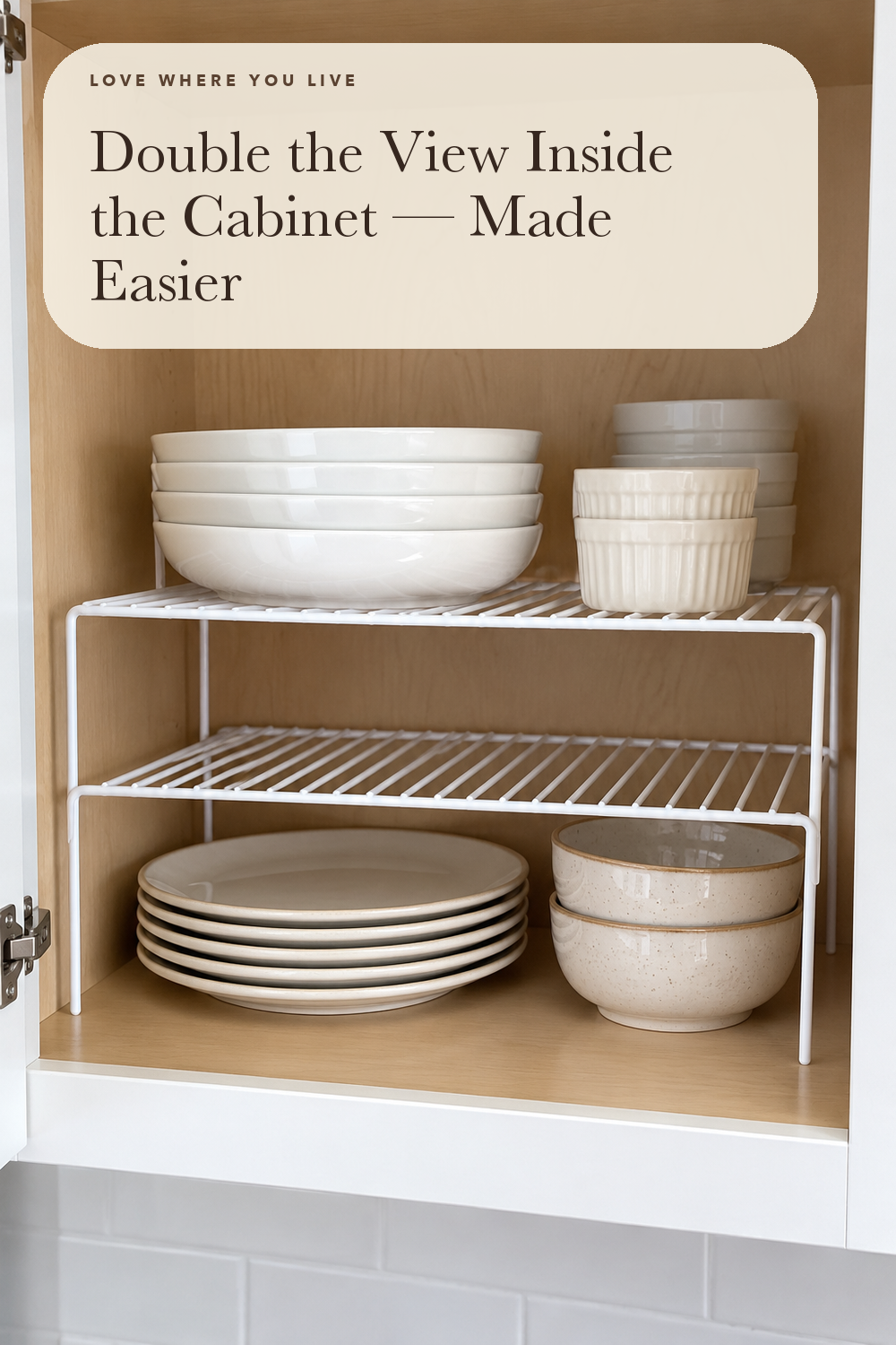 GEDLIRE Cabinet Storage Shelf Rack Set of 2, Medium (13 x 9.4 inch) Rustproof Metal Wire Kitchen Cabinet Organizer and Storage, Cupboard Spice Shelf Rack for Plate, Dish, Counter & Pantry Organization; styling illustration