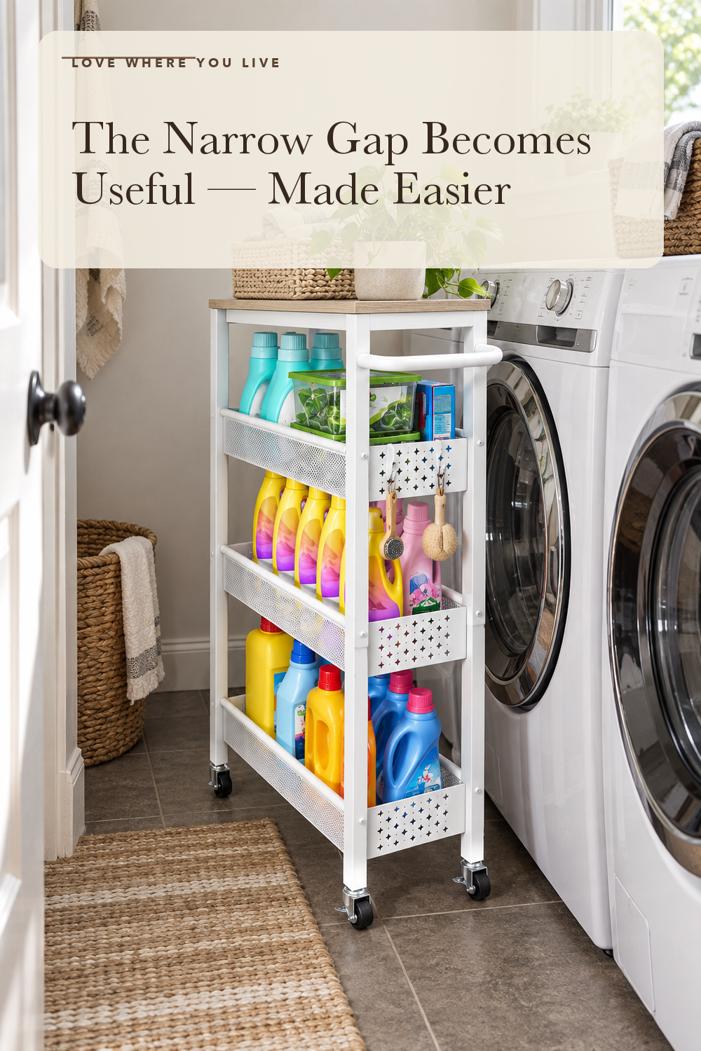 Vivihomety 4-Tier Laundry Utility Rolling Storage Cart with Wheels, Metal; styling illustration