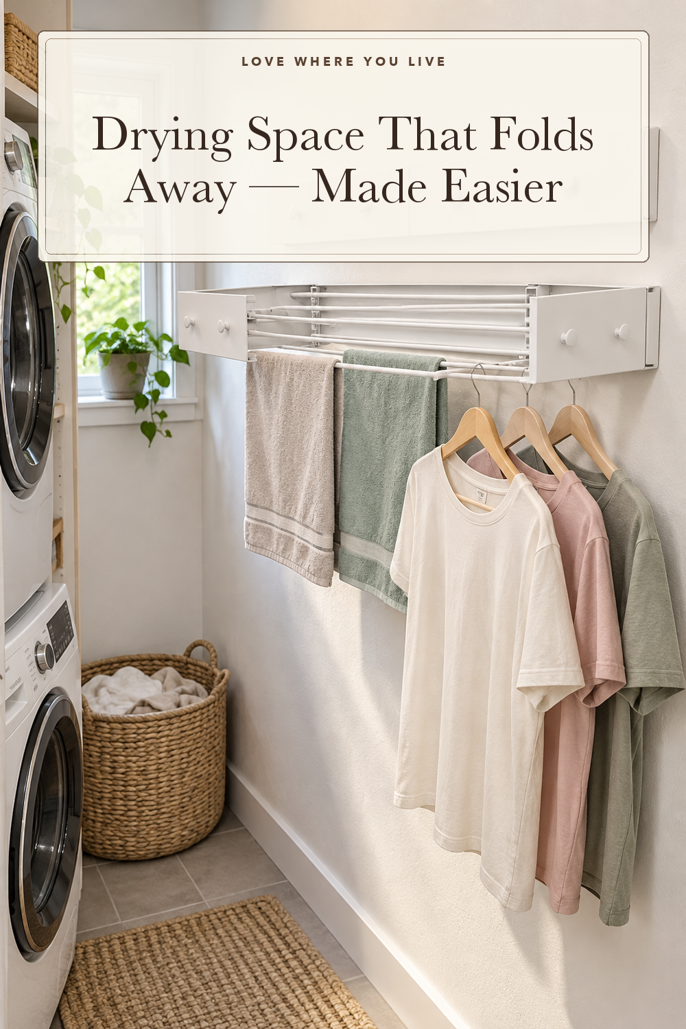 BAKON Wall Mounted Clothes Drying Rack 23.6'',Space Saving for Laundry Room; styling illustration