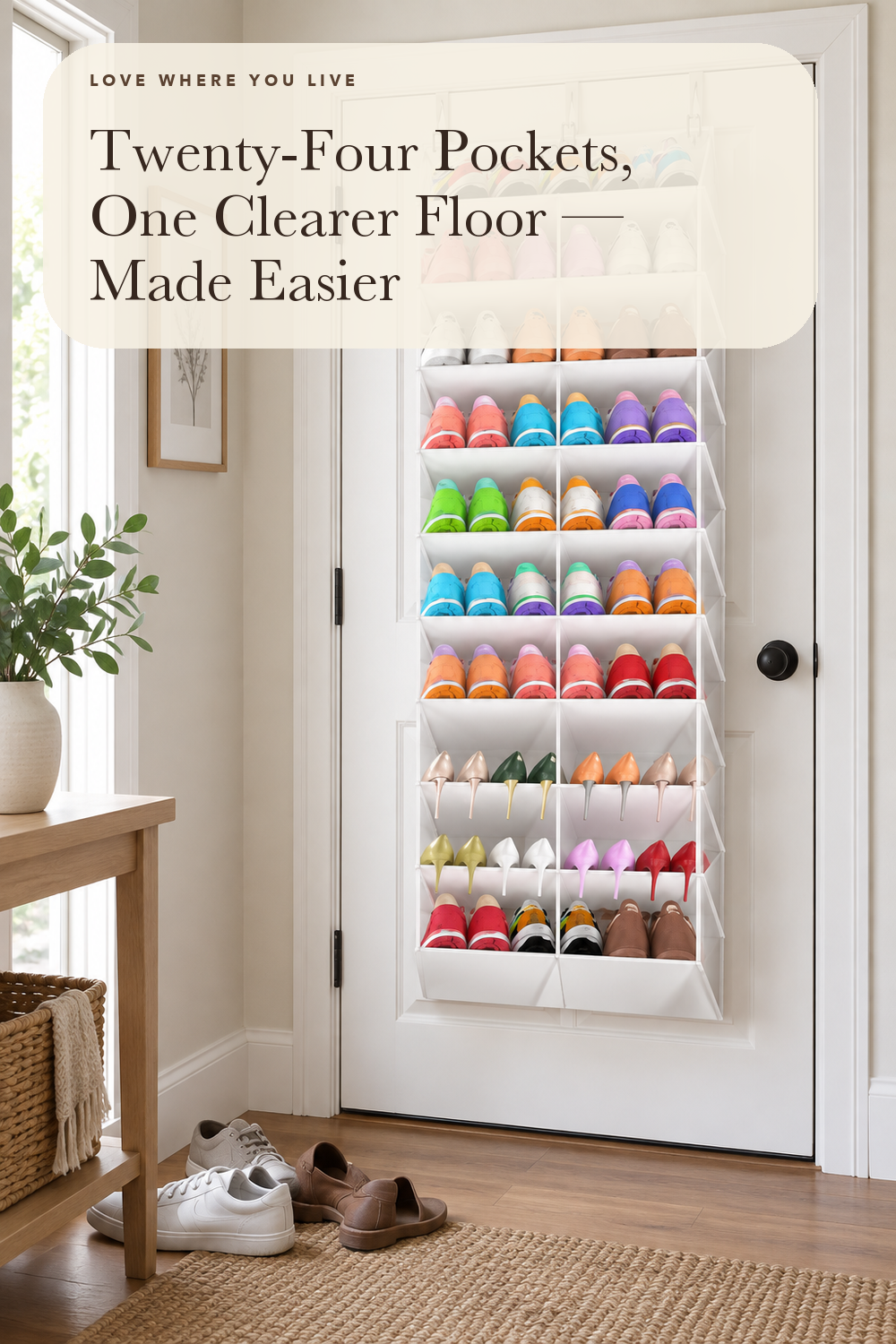 UVIAHOMI 20-30 Pairs Over the Door Shoe Organizer, 10-Tier Door Shoes Rack; styling illustration