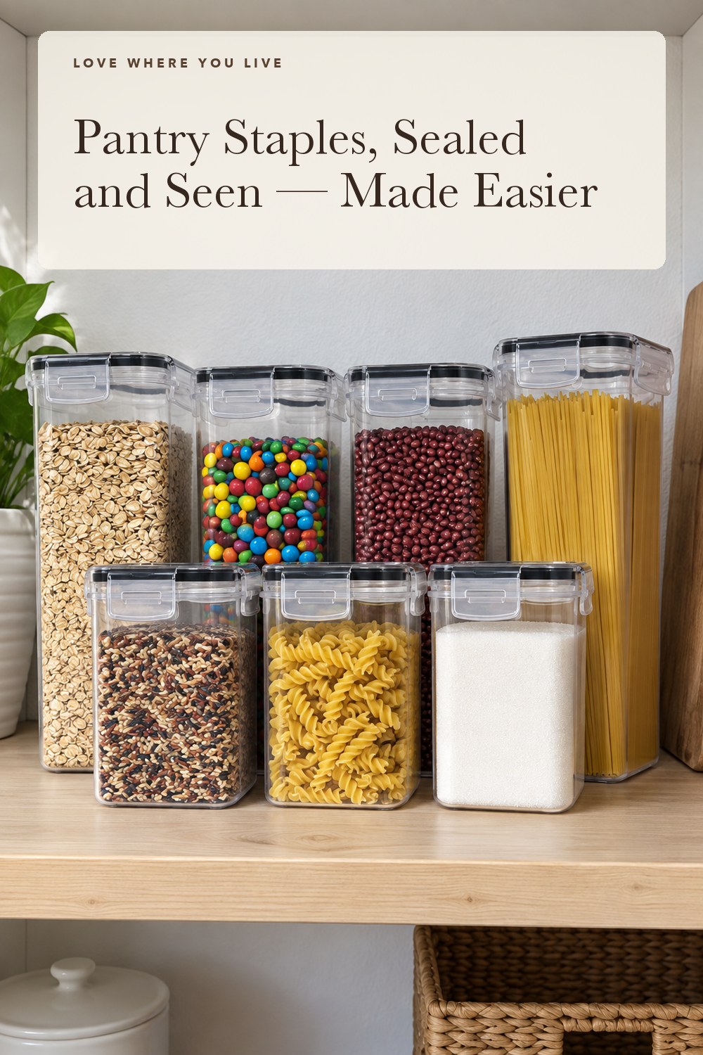 PANTRYSTAR Airtight Food Storage Containers with Lids, 7 PCS; styling illustration